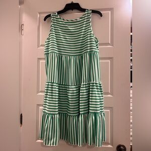 Green and White Striped Women’s Dress